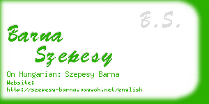 barna szepesy business card